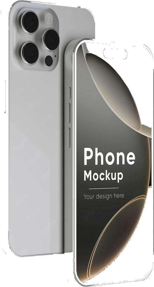 Two phones, one showing its camera array and one its screen